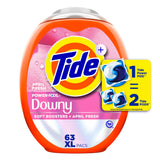 Tide Power PODs with Downy April Fresh 45 Ct, Pre-Measured 2-in-1 Detergent for Minimalist Home Storage