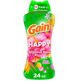 Gain In-Wash Laundry Scent Booster Beads Happy 24 oz Long Lasting Uplifting Fragrance for Self Care and Stress Relief