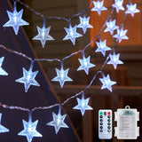 Brightown Star String Lights – Patio and Backyard String Lights Outdoor, 17ft IP65 Waterproof Battery Operated Star Fairy Lights with Remote