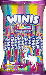 Winis Unicorn Cotton Candy Chewy Taffy Swirls – Peanut and Tree Nut Free Candy for Allergy-Sensitive Classrooms, School Lunch Tables, and Shared Snack Bowls | 4.3 Oz Bag, 11 Pieces