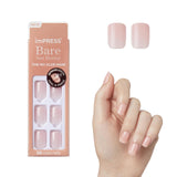 KISS imPRESS Press On Nails 'Instinct' – Clean Girl Manicure for Bedroom Vanity and Dorm Room, No Glue Pink Nude Squoval Short Nails