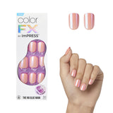 KISS imPRESS Press On Nails Satellite – Ready-to-Give Birthday Gift Set for Her, Short Squoval Chrome Pink Manicure Kit