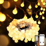 suddus IP44 Waterproof Globe String Lights – 33ft Outdoor Patio and Pergola String Lights with 100 LED Warm White Bulbs