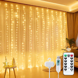 Minetom Curtain Lights 300 LED – Waterproof Patio String Lights, IP44 Outdoor Backyard Decor, Warm White