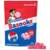 Bazooka Sugar-Free Gum Cubes – Kid-Friendly Lunchbox Treat for School and After-Snack, Smaller Soft Pieces in Bulk 100-Count