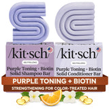 Kitsch Toning Purple Shampoo & Conditioner Bar Set - Minimalist Vanity Upgrade for Blonde Hair, Two Bars Replace Bottles