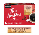 Tim Hortons Light Roast Rocky Mountain Sunrise K-Cups for Gentle Morning Wellness Rituals, 12ct for Keurig