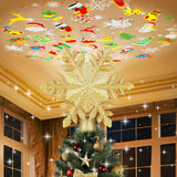 PliMook Snowflake Christmas Tree Topper Light, 6 LED Slides and 360° Rotating Glitter Projection, Child-Friendly Holiday Magic for Family Room and Kids' Bedroom, Silver