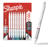 Sharpie S-Gel Pearl White Barrel Pens – Clean-Lined Minimalist Desk Accessory, Medium 0.7mm No-Smear 8 Pack