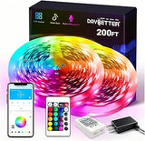 DAYBETTER Smart LED Strip Lights Up to 200ft with App Control and Music Sync, RGB Color Changing Room Lights for Bedroom Ceiling and Living Room Ambiance