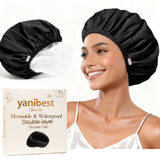 Yanibest Shower Cap – Clean-Lined Bathroom Essential for Women, Frosted PEVA Waterproof Bonnet in Neutral Tones