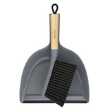 MR.SIGA Bamboo Dustpan and Brush Set – Compact Workspace Sweeper for Corporate Office and Remote Desk Setups