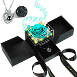 Verocharm Illuminated Eternal Rose with Necklace Keepsake – Bedroom Nightstand and Vanity Decor for Women, No Watering 3 to 5 Year Display