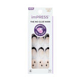 KISS imPRESS No Glue French Manicure for Clean Beauty Routines, Short Squoval Press On Nails in Neutral Blue Snooze