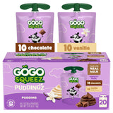GoGo squeeZ PuddingZ Variety Pack – Lunchbox Treat for School and Daycare, Mess-Free Chocolate and Vanilla Pouches
