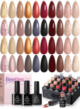 Beetles Self-Care Gel Manicure Set - 55 Calming Color Therapy Polish Collection with UV Lamp for At-Home Spa Night Ritual and Mindful Beauty Routine