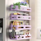 Magnetic Spice Shelf 4 Pack – Intentional Storage Solution for Minimalist Pantries, No-Drill Refrigerator Organizer with Hooks