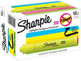 Sharpie Tank Highlighters Chisel Tip Practical Back-to-School Gift for Students and Readers, Fluorescent Yellow 12 Count