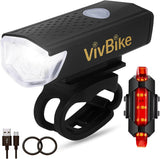VivBike Rechargeable Bike Lights – Compact Front and Rear LED Set for Clean, Clutter-Free Handlebars