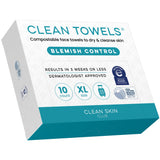 CLEAN SKIN CLUB Blemish Control Clean Towels XL – Gentle Single-Use Face Wipes for Teens and Teen Boys at Home, Exfoliating Yet Non-Irritating, 50 Count
