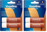 Vaseline Lip Therapy Cocoa Butter Twin Pack – Clean Aesthetic Vanity Essential, Sheer Finish Lip Balm