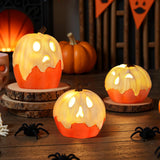 Halloween Decorations Light Up Ghost Pumpkin Set of 3 – Cozy Living Room Accent for Autumn Fireplace Mantel Styling