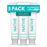 Native Mineral Whitening Toothpaste – Clean Self-Care for Bath Time Wind-Down, Fluoride-Free Wild Mint, 4.1oz (Pack of 3)