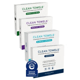 Clean Skin Club Clean Towels XL Variety 4-Pack – Streamlined Disposable Face Towels for a Clutter-Free Vanity