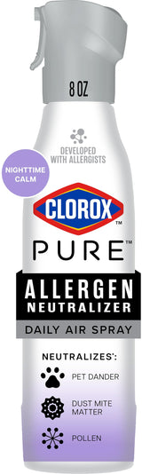 Clorox PURE Allergen Neutralizer Nighttime Calm – Family-Safe Nursery and Playroom Air Spray for Daily Allergen Control