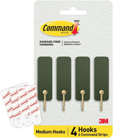 Command Medium Wire Hook Practical Birthday Gift for Mom, Rental-Safe Adhesive Hooks in Rosemary