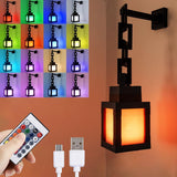 Pixelated Lantern Night Light - Portable Camping Lantern with 8 Hour Rechargeable Battery, 16 Colors for Tent Setup