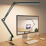 SKYLEO Desk Lamp – Minimalist Workstation Light, Clean Lines and Neutral White Finish with Clamp Mount