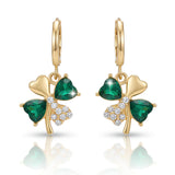 Soulow Four-Leaf Clover Earrings – Lucky St. Patrick's Day Gift for Her, Irish Heritage Charm Heart Dangle Hoops