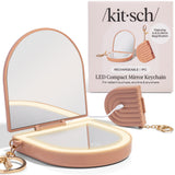 Kitsch LED Pocket Mirror – Clean-Lined Vanity Accessory for Capsule Collections, Slim USB-Rechargeable Compact in Neutral Tones