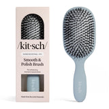 Kitsch Smooth & Polish Brush – Premium Handcrafted Detangler in Haze Blue, Elegant Vanity Accessory
