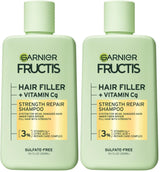 Garnier Fructis Hair Filler Strength Repair Shampoo with Vitamin Cg – Clean Free-From Bond Repair for Weak, Damaged Hair, 10.1 Fl Oz