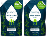Puracy Natural Dish Soap Refill – Toddler-Safe Dishwashing Soap, Non-Toxic Formula for Family Meals