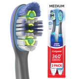 Colgate 360 Vibrate Sonic Toothbrush for Nightly Wind-Down Ritual and Mindful Brushing, Medium Bristles, 2 Pack