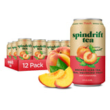 Spindrift Brewed Iced Tea Peach Green – Clean-Label Wellness Can for Calm Lunch Breaks, 12 Fl Oz Slim Cans, Pack of 12