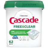 Cascade Free & Clear ActionPacs – Child-Safe Dish Detergent, Septic-Safe Plumbing Formula 47ct