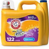 ARM & HAMMER Plus OxiClean Odor Blasters Laundry Detergent for Efficient Home Office Laundry Routine, 128 Loads HE Liquid for Focus Friendly Freshness