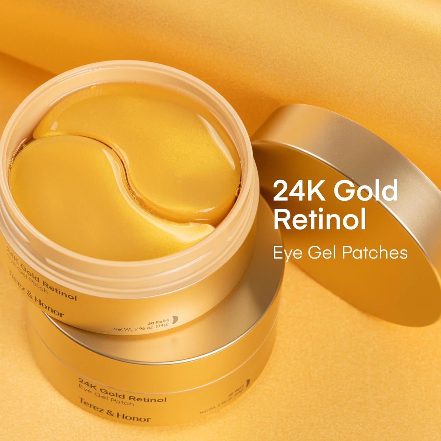 TEREZ & HONOR 24K Gold Retinol Under Eye Patches – Mindful Evening Wind-Down Ritual for the Bedroom Vanity, Soothing Eye Treatment for Calm Skin