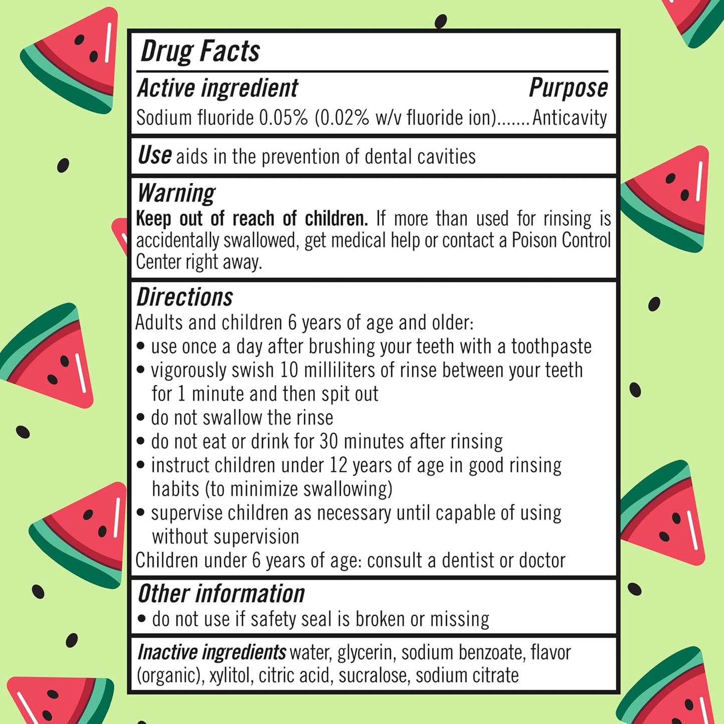 TheraBreath Kids Anticavity Rinse, Organic Watermelon, No Alcohol or Artificial Dyes – Daily Fluoride Mouthwash for Children's Toothbrushing Routine