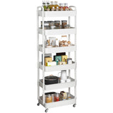 Sywhitta 3-Tier Movable Organizer with Wheels, Living Room Side Table Decor for Plants and Decor Accents, White