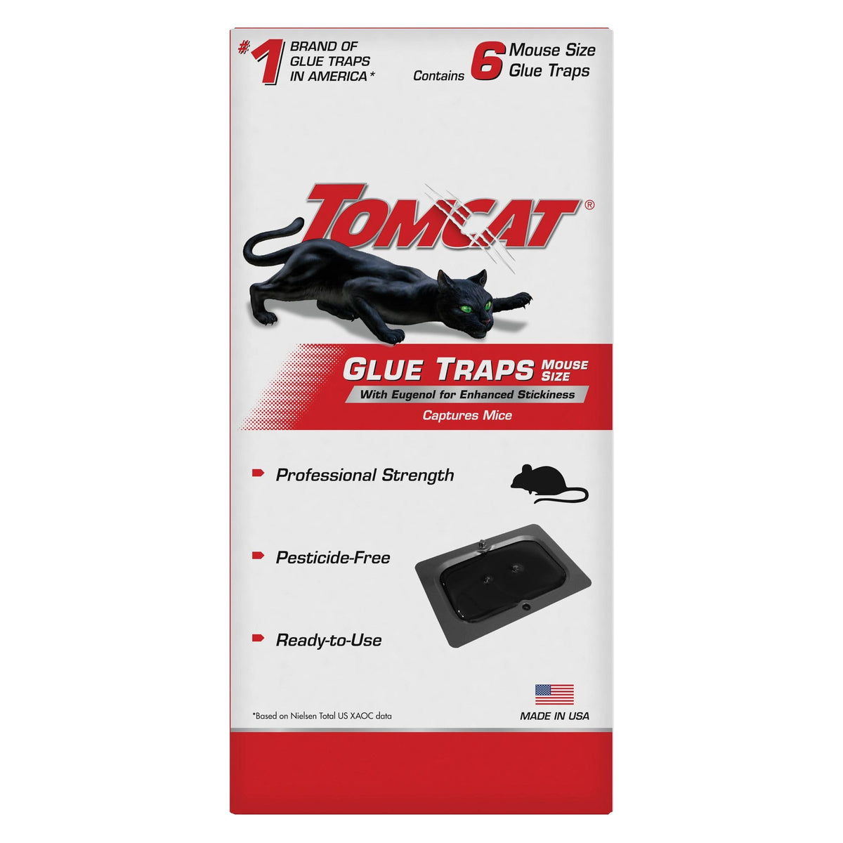 Tomcat Glue Traps Mouse Size with Eugenol for Enhanced Stickiness for Mice, Cockroaches, and Spiders, 6 Traps