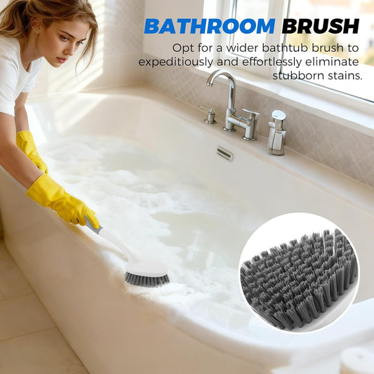 triangular 3.35-inch wide brush head (30% larger than standard bathroom brushes)