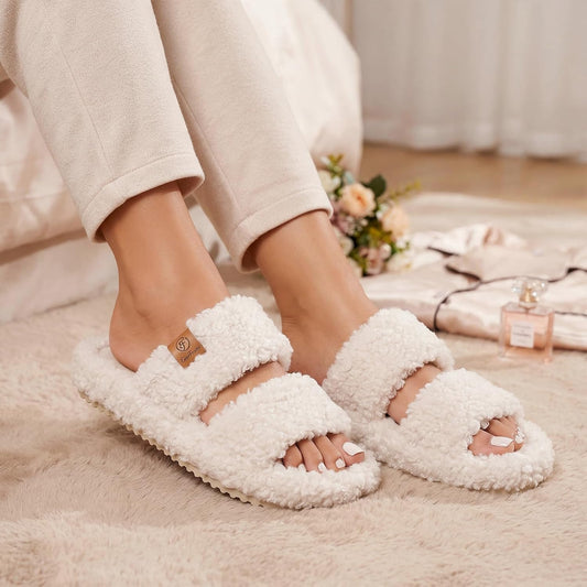two-band fuzzy open-toe upper