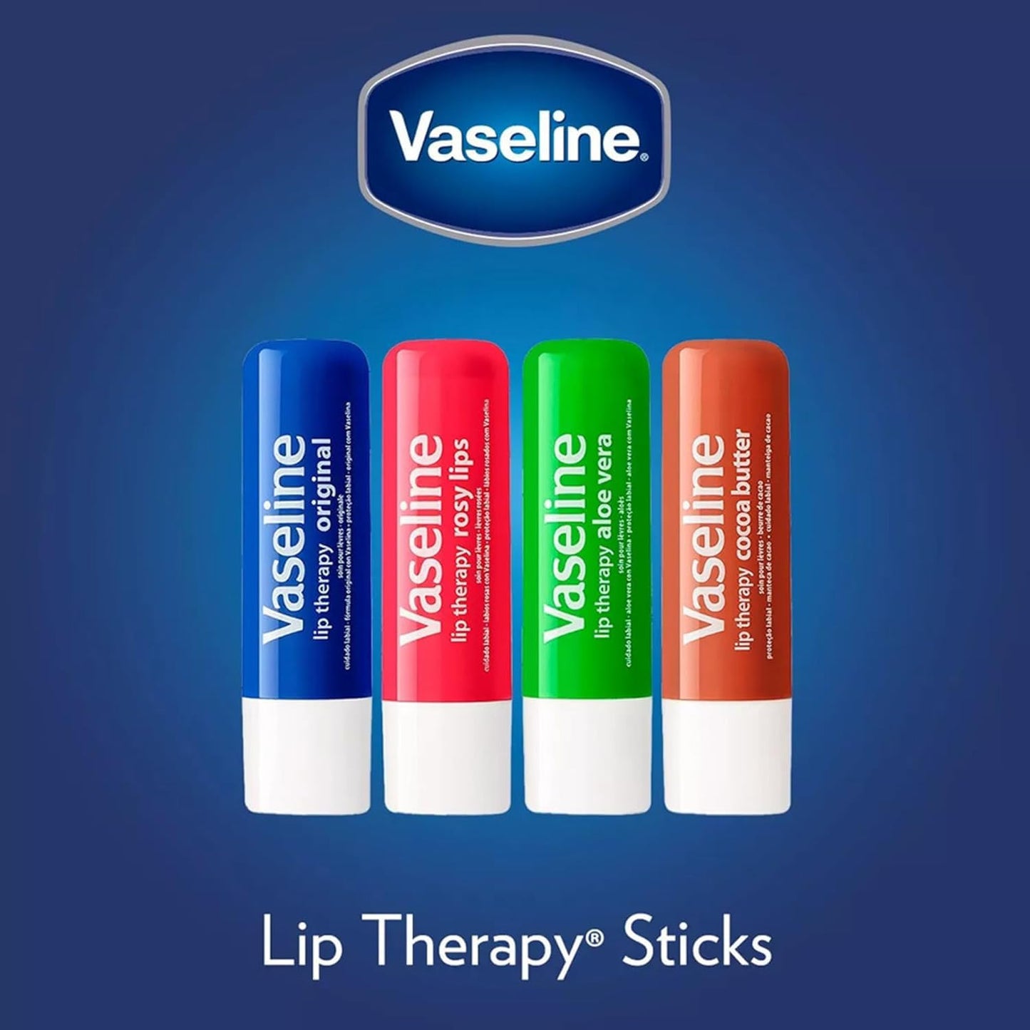 Vaseline Lip Therapy Original 8-Pack – Portable Lip Balm for Camping Trips, Wind-Resistant Outdoor Moisturizer