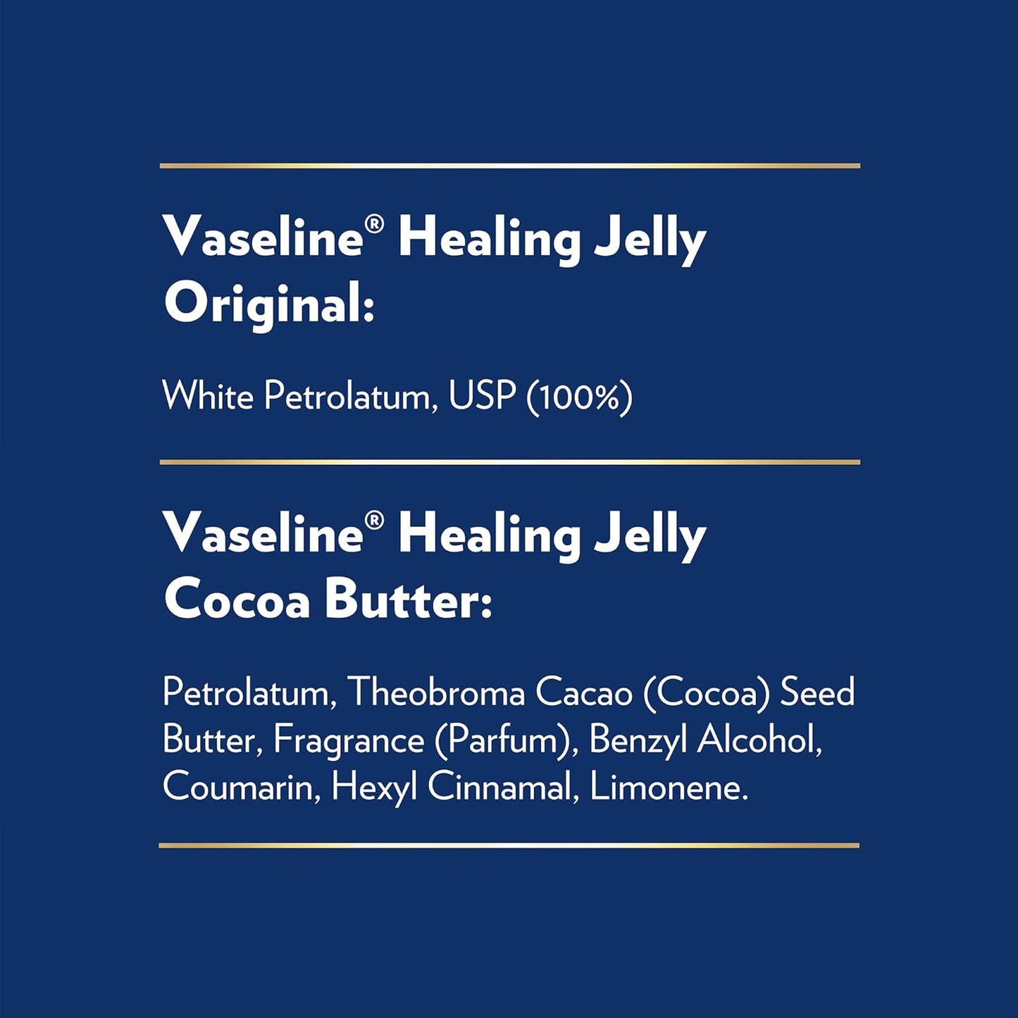 Vaseline Original & Cocoa Butter Healing Jelly 2-Pack – Overnight Treatment for Cracked Heels, Elbows, and Knees