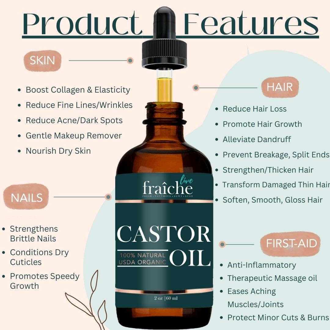 Velona Castor Oil – Thoughtful Housewarming Gift for the Natural Beauty Lover, Unscented Hair and Skin Oil